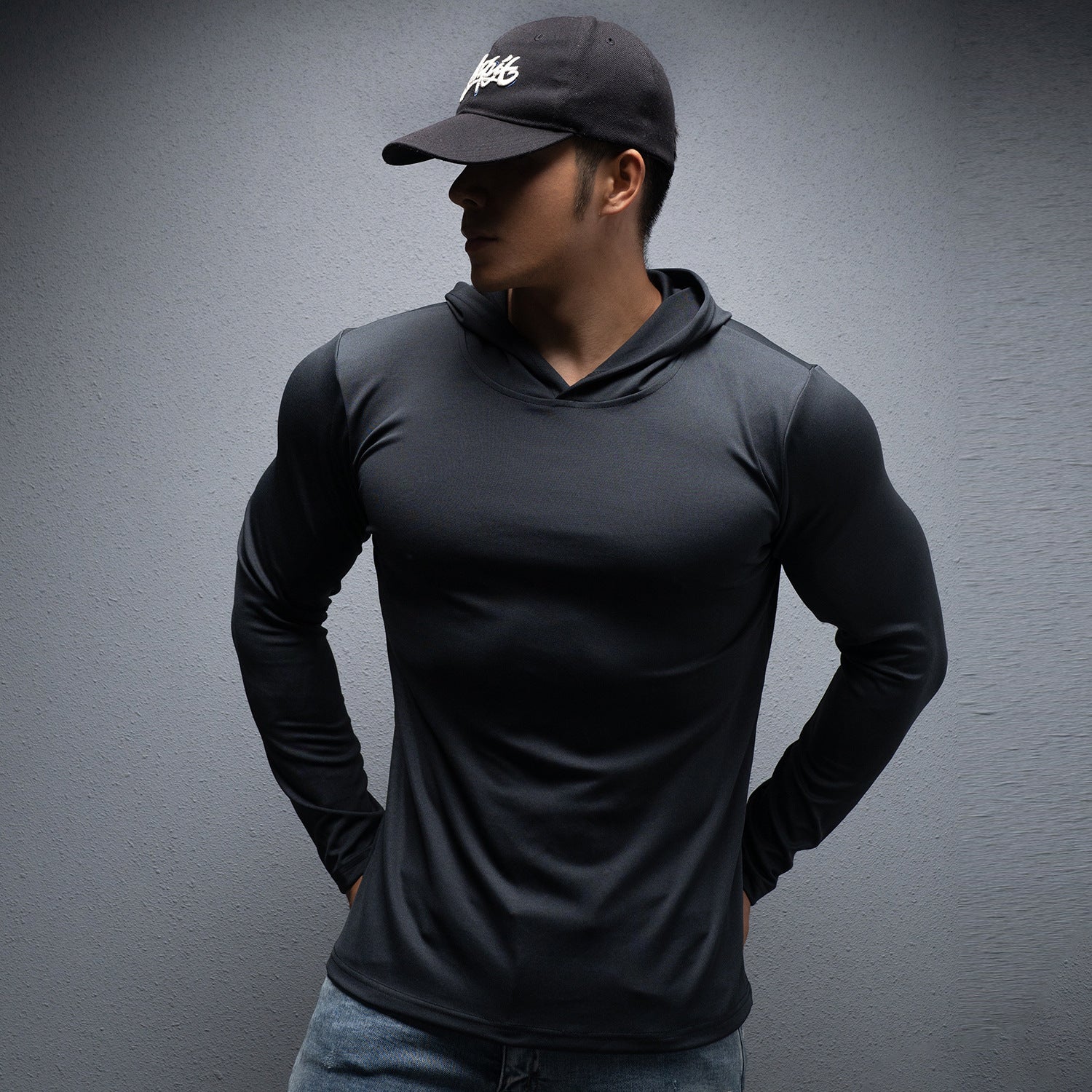 Spring and Autumn New Men's Sport Casual Running Workout Gym Training Solid Color Lightweight Hooded Long Sleeve Sweatshirt