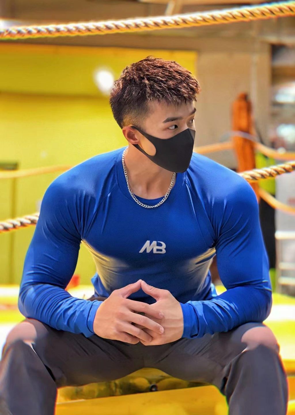 Fitness Men's Solid Color Long Sleeve Compression Elastic Quick-Dry Athletic Top Breathable T-Shirt Base Layer Workout Shirt