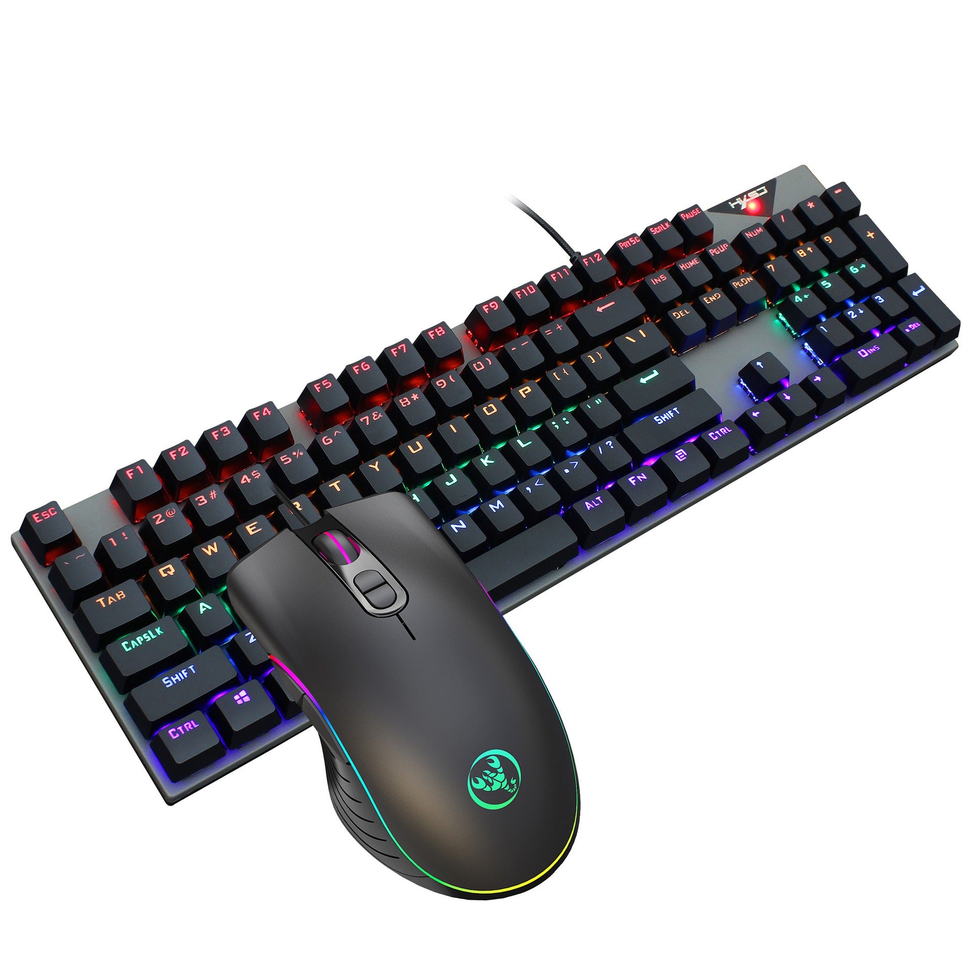 Suspended keycaps with real mechanical feel illuminated RGB keyboard and mouse game 104 keyboard and mouse wired set