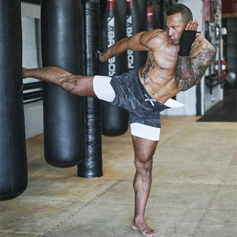 Men's 2-in-1 Camo Running Shorts | Quick Dry Gym Shorts