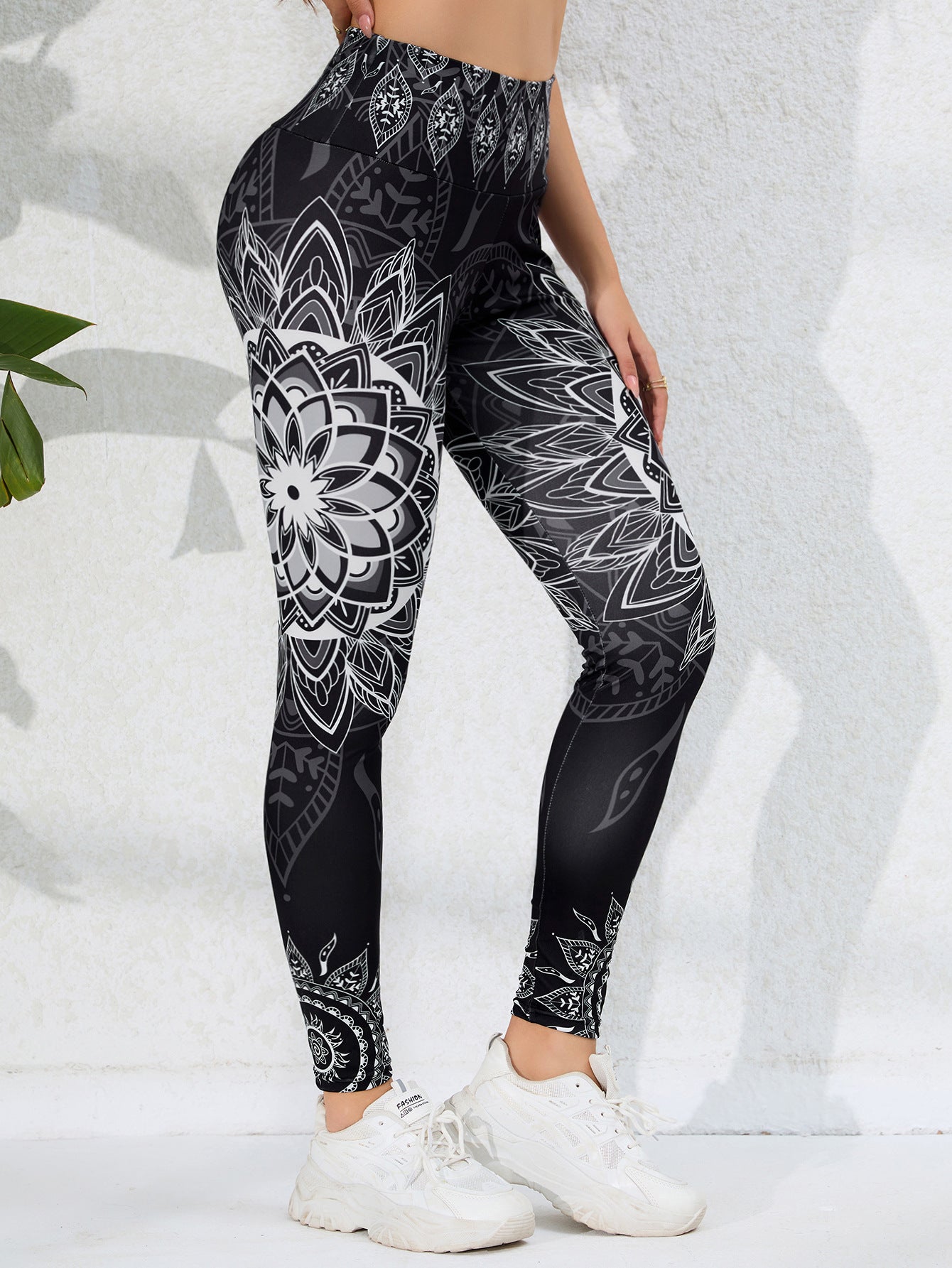 Watercolor Print Yoga Pants for Women, High-Waisted, Tummy-Control, Butt-Lifting, Quick-Dry, Ankle-Length Fitness Workout Leggings