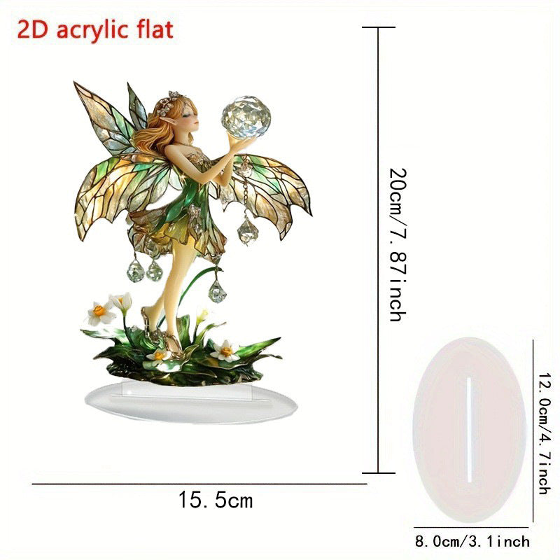 White Crystal Fairy Acrylic Craft Decorative Desktop Decoration Birthday Gift Party Ornament