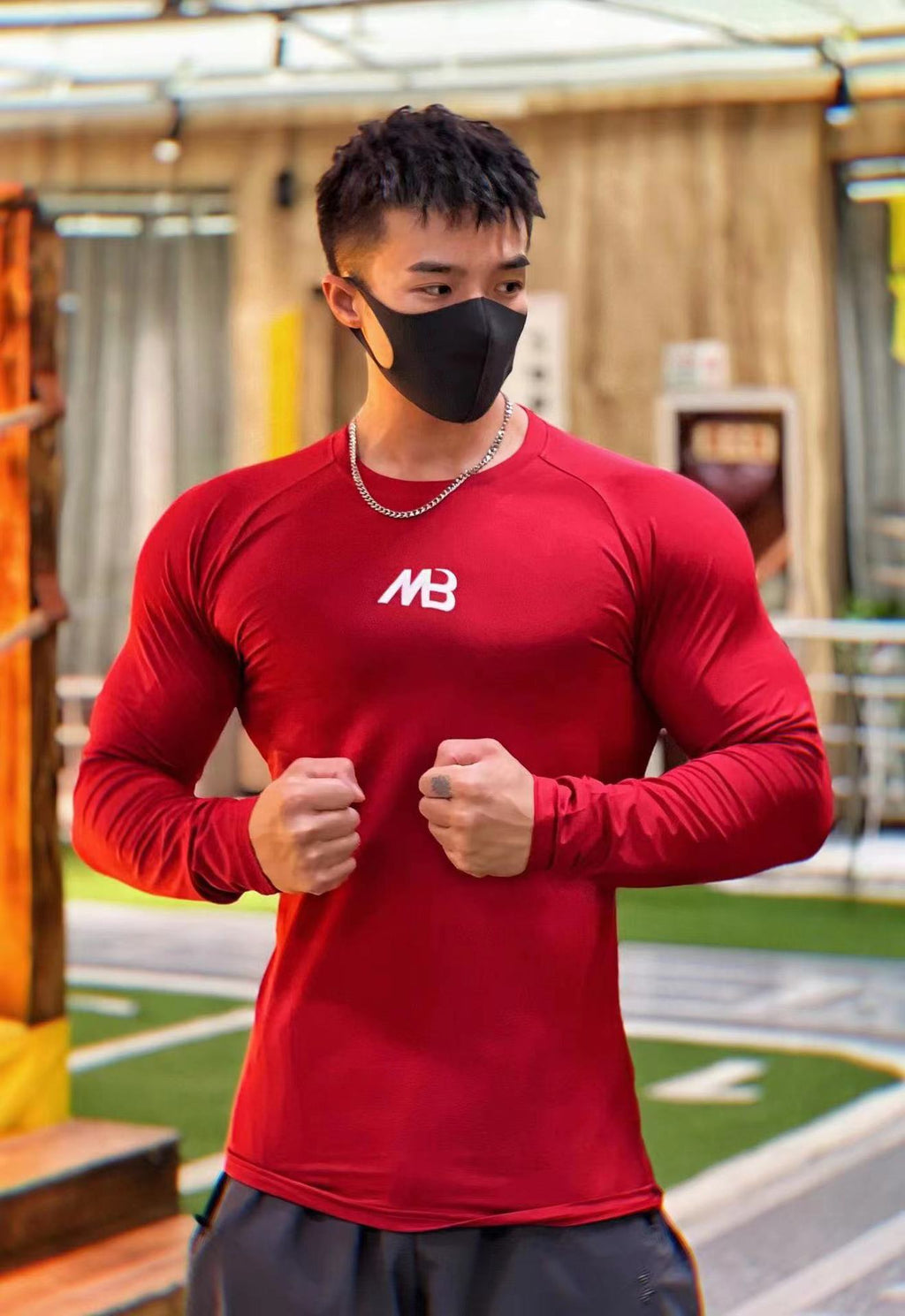 Fitness Men's Solid Color Long Sleeve Compression Elastic Quick-Dry Athletic Top Breathable T-Shirt Base Layer Workout Shirt