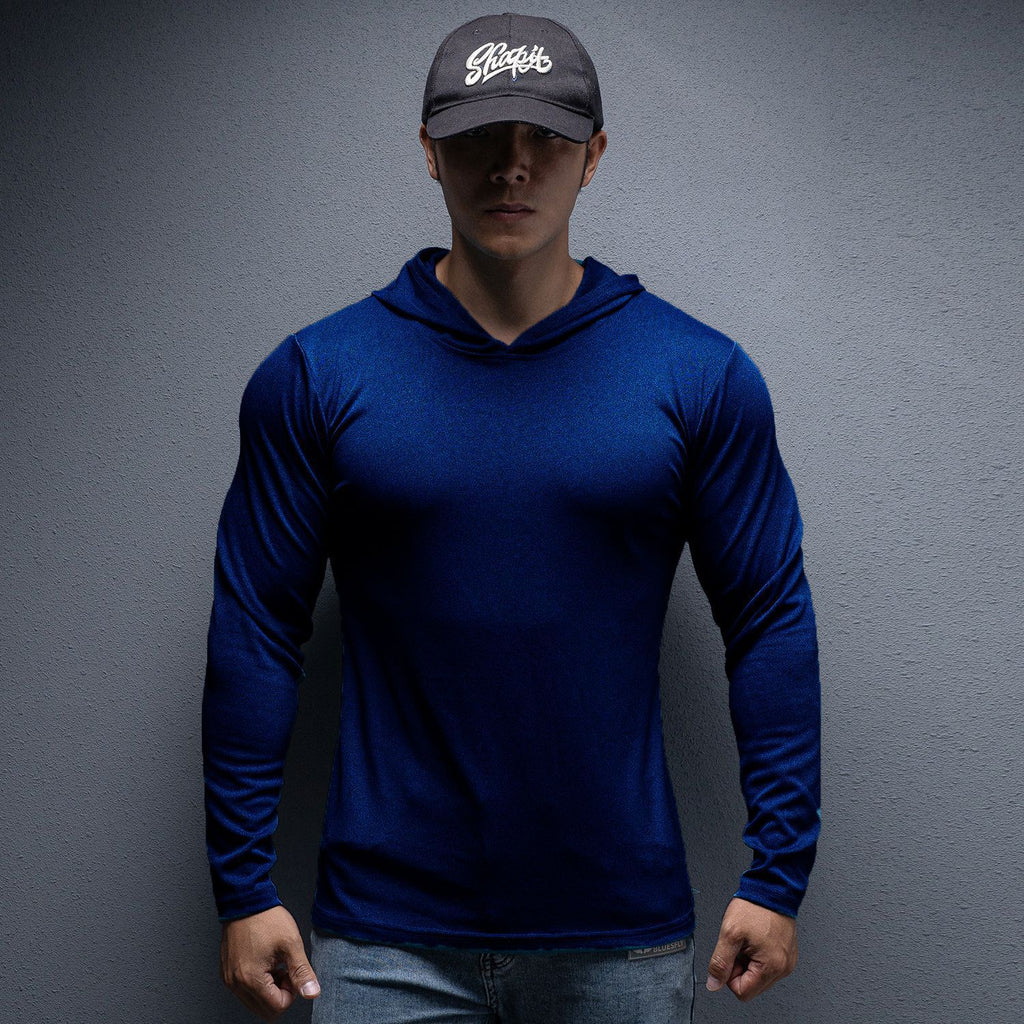 Spring and Autumn New Men's Sport Casual Running Workout Gym Training Solid Color Lightweight Hooded Long Sleeve Sweatshirt