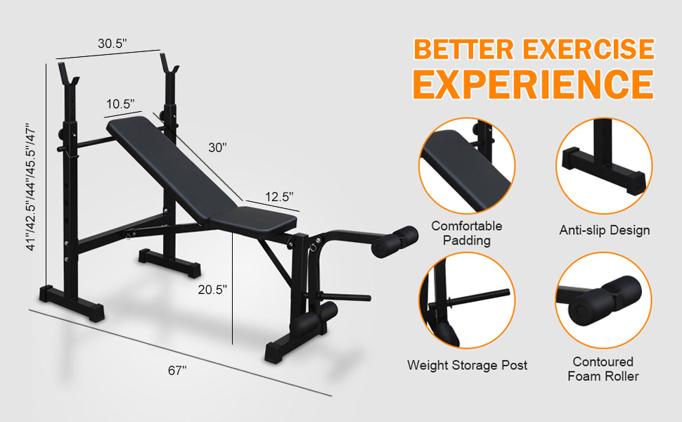 Olympic Weight Bench & Squat Rack Set — Full-Body Home Gym