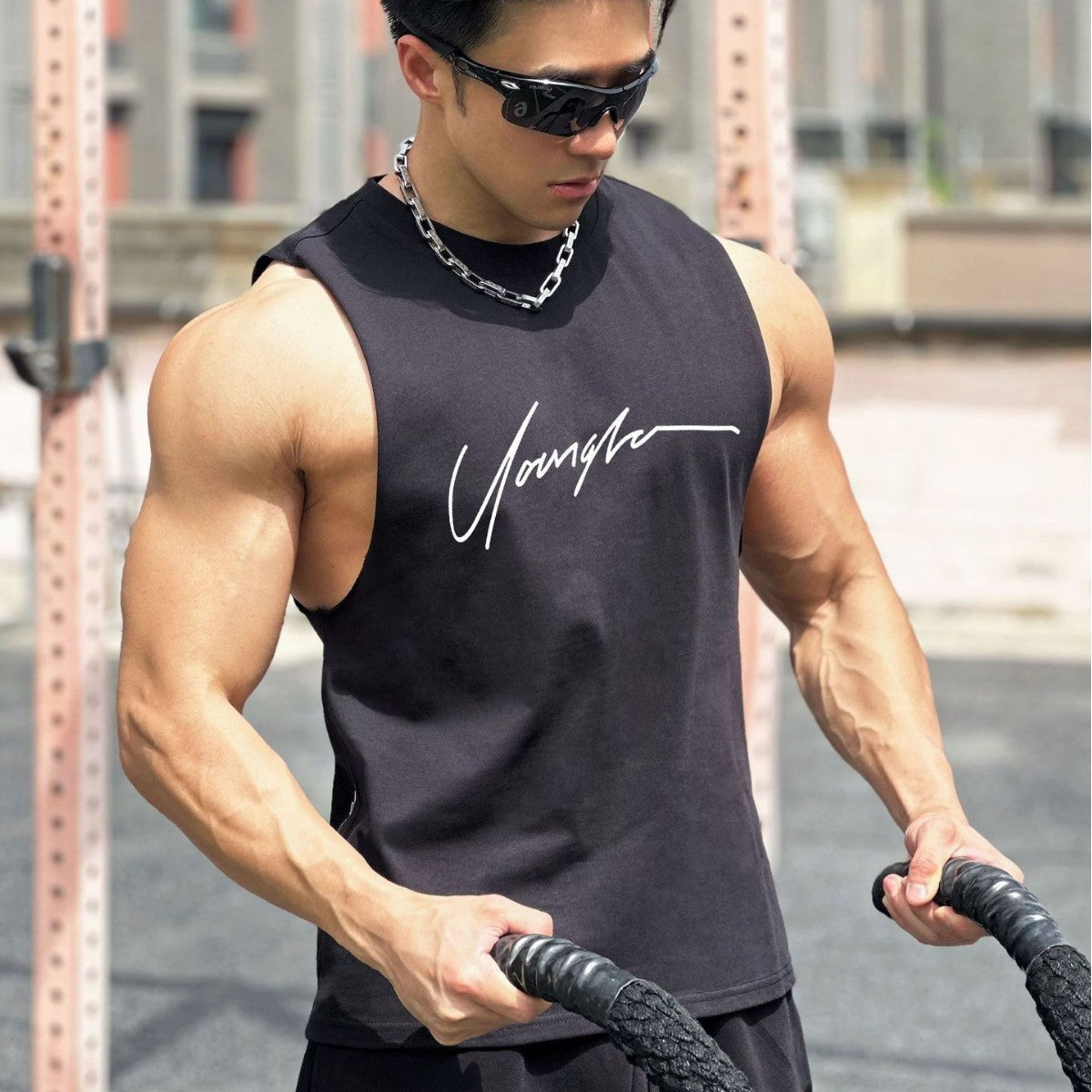 Self-made Summer New Fitness Sport Sleeveless T-Shirt, Korean Style Loose Breathable Training Vest, Basketball Jersey for Men