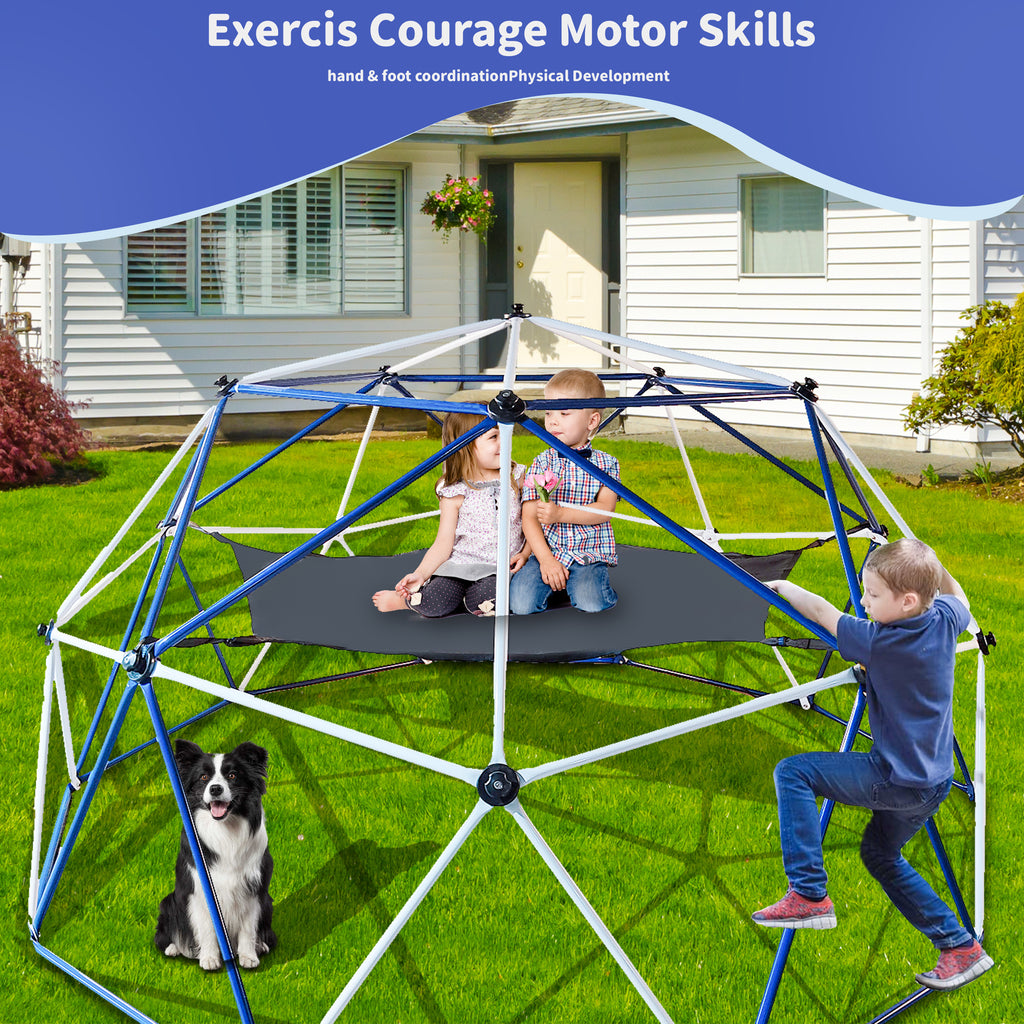 10FT Kids Climbing Dome with Hammock | Outdoor Jungle Gym