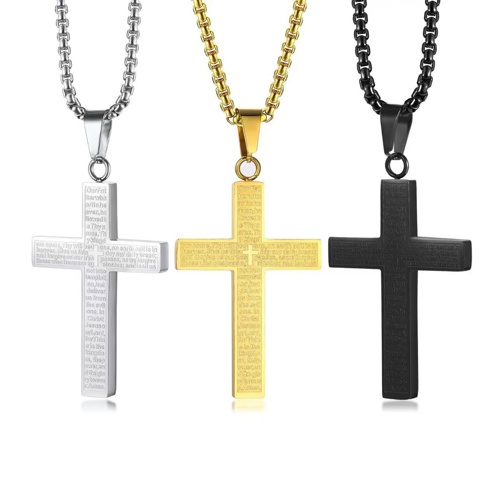 Scripture Cross Pendant Titanium Steel Necklace