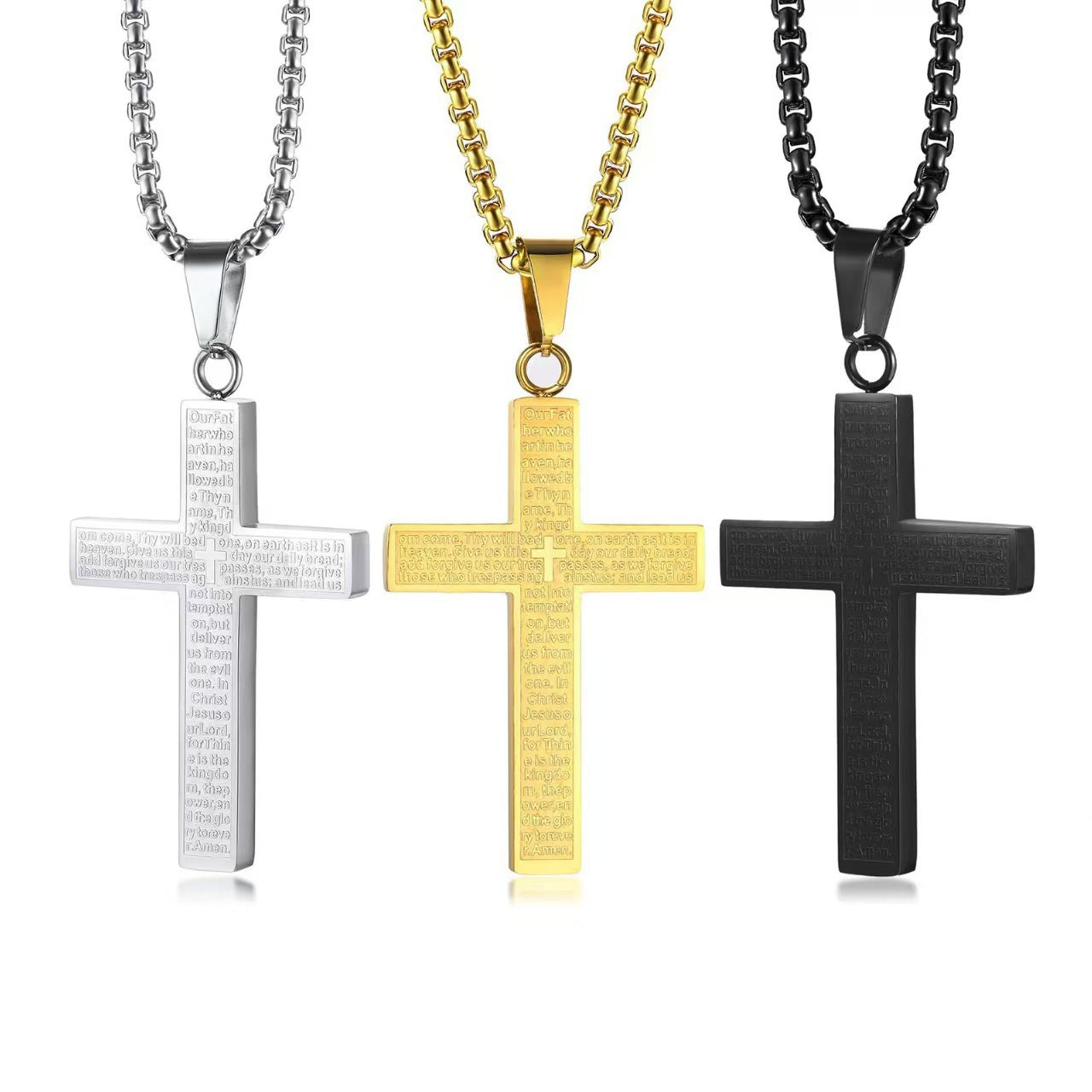 Scripture Cross Pendant Titanium Steel Necklace