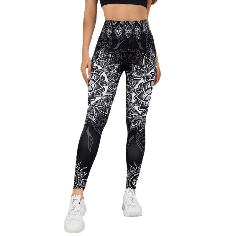 Watercolor Print Yoga Pants for Women, High-Waisted, Tummy-Control, Butt-Lifting, Quick-Dry, Ankle-Length Fitness Workout Leggings