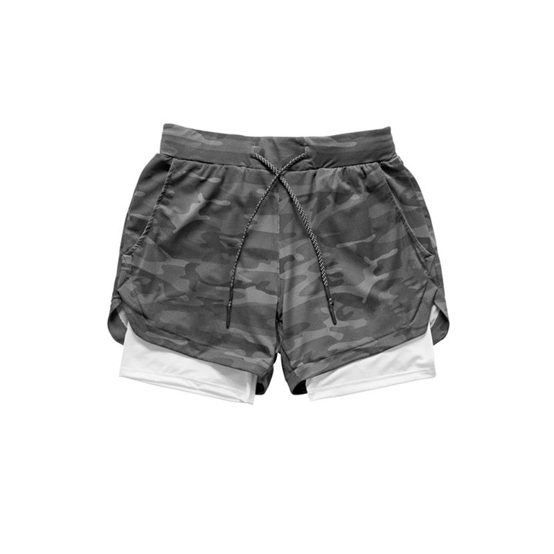 Men's 2-in-1 Camo Running Shorts | Quick Dry Gym Shorts