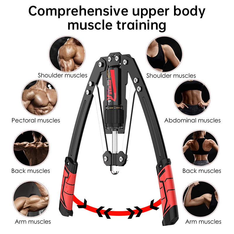 Twister Arm Trainer - 3-in-1 Hydraulic Chest & Arm Workout Equipment with Ab Roller | Adjustable Resistance 22-440 lbs