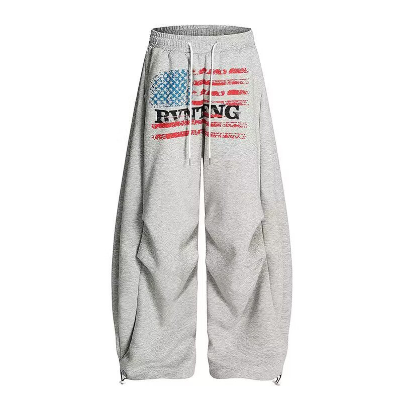 Street Style Letter Print Elastic Waist Casual Wide Leg Pants for Women, Trendy Versatile Sport Skateboard Basketball Pants