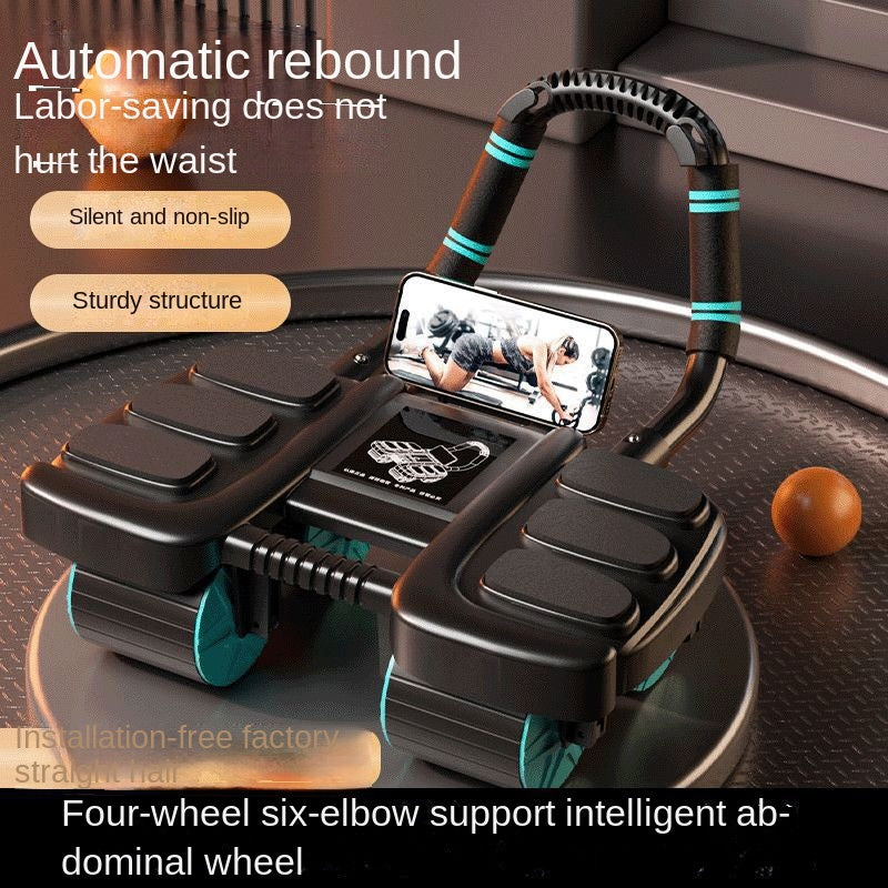 Abdominal Roller with Auto-Return, 6 Elbow Support, 4-Wheel Ab Wheel for Home Core Workout Fitness Equipment