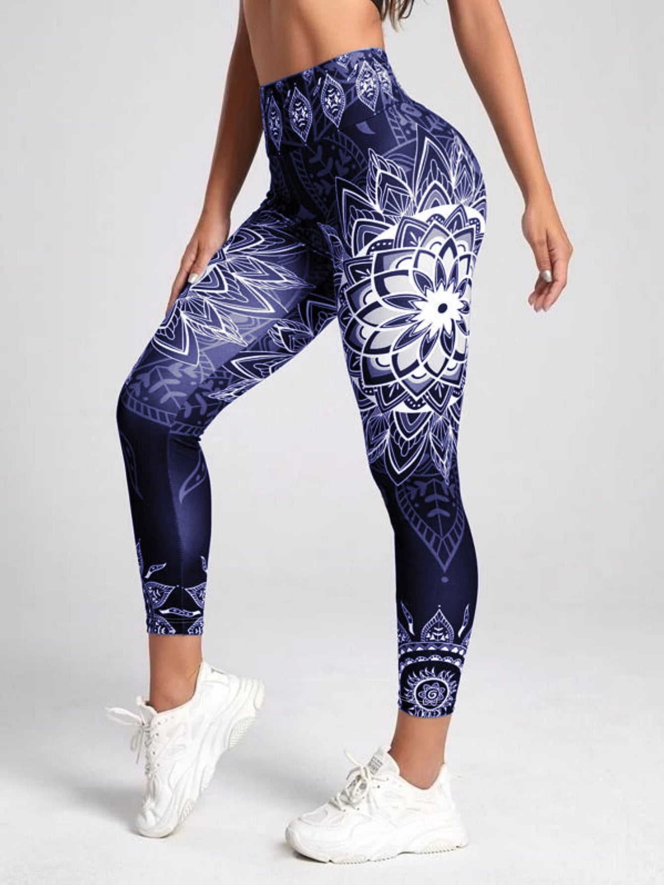 Watercolor Print Yoga Pants for Women, High-Waisted, Tummy-Control, Butt-Lifting, Quick-Dry, Ankle-Length Fitness Workout Leggings
