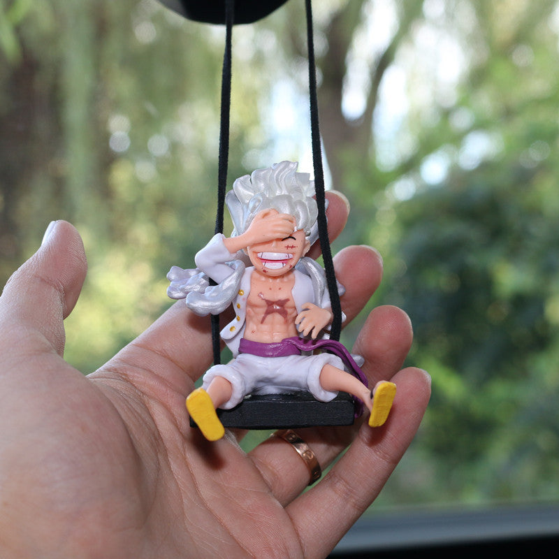 One Piece Car Rearview Mirror Pendant, Nika Luffy Ornament, Sunny Ship Car Hanging Decoration, Vehicle Interior Figurine