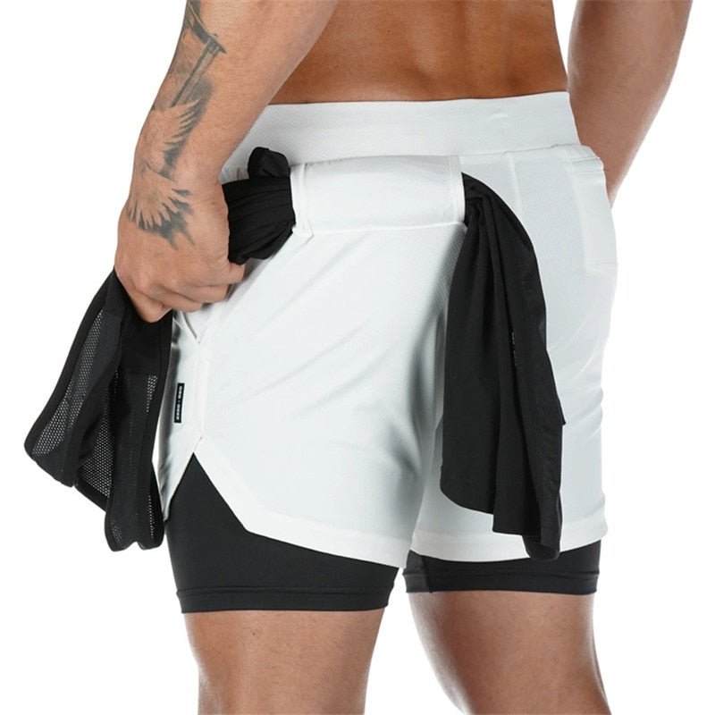Men's 2-in-1 Camo Running Shorts | Quick Dry Gym Shorts