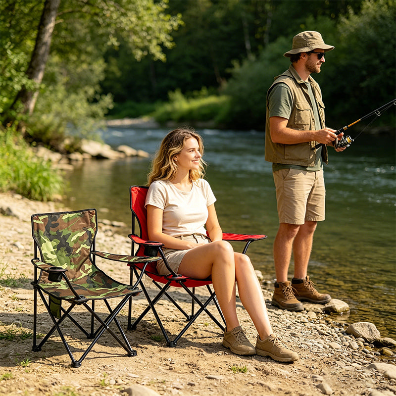 Portable Folding Camping Chair - 50x50x80cm Fishing Seat, Lightweight & Sturdy, Holds Up to 130kg, Easy to Carry