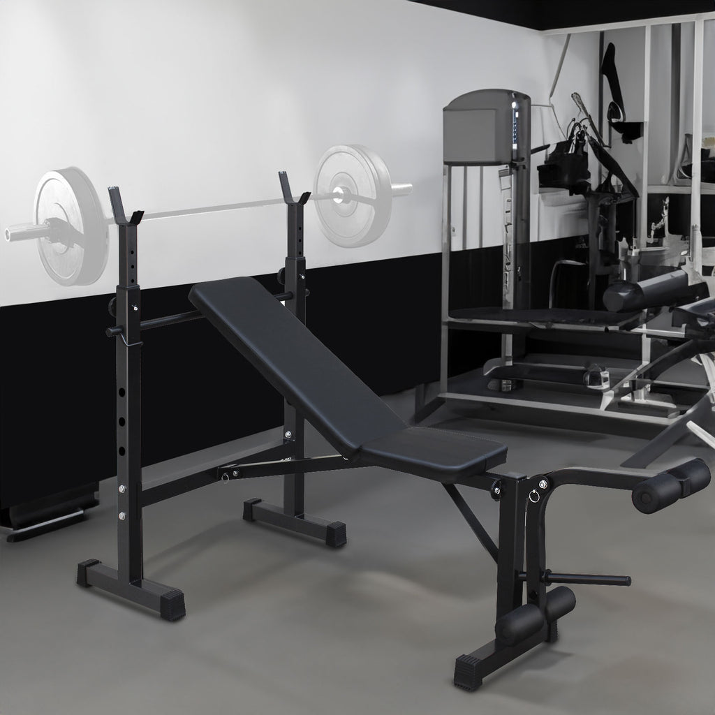 Olympic Weight Bench & Squat Rack Set — Full-Body Home Gym