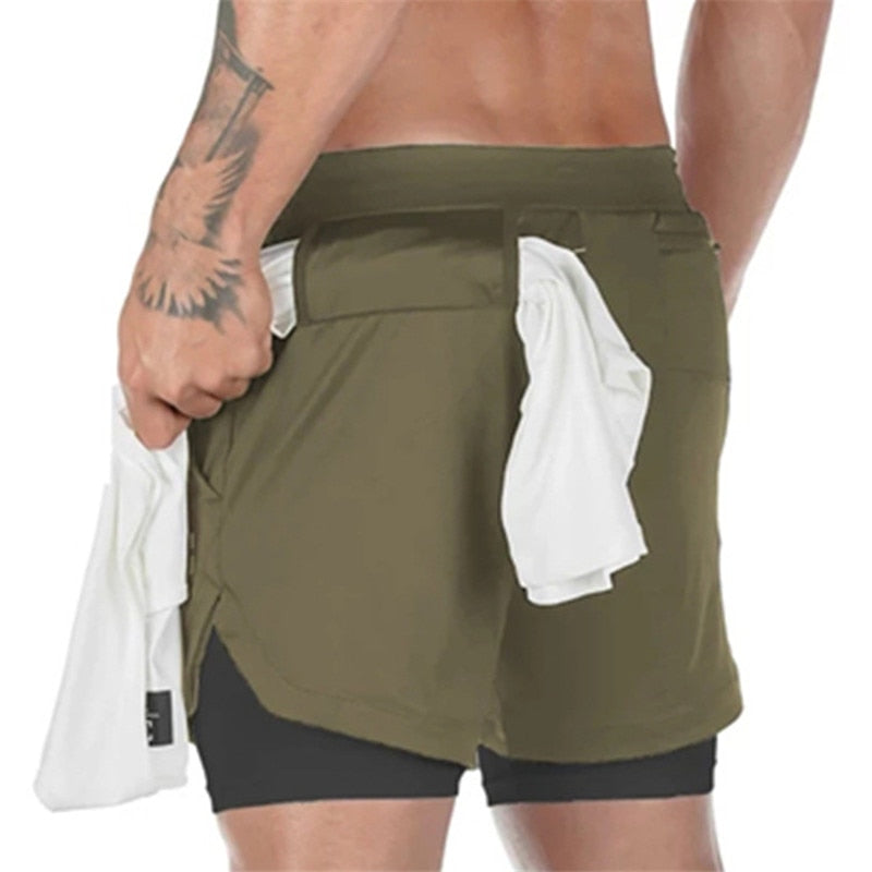Men's 2-in-1 Camo Running Shorts | Quick Dry Gym Shorts