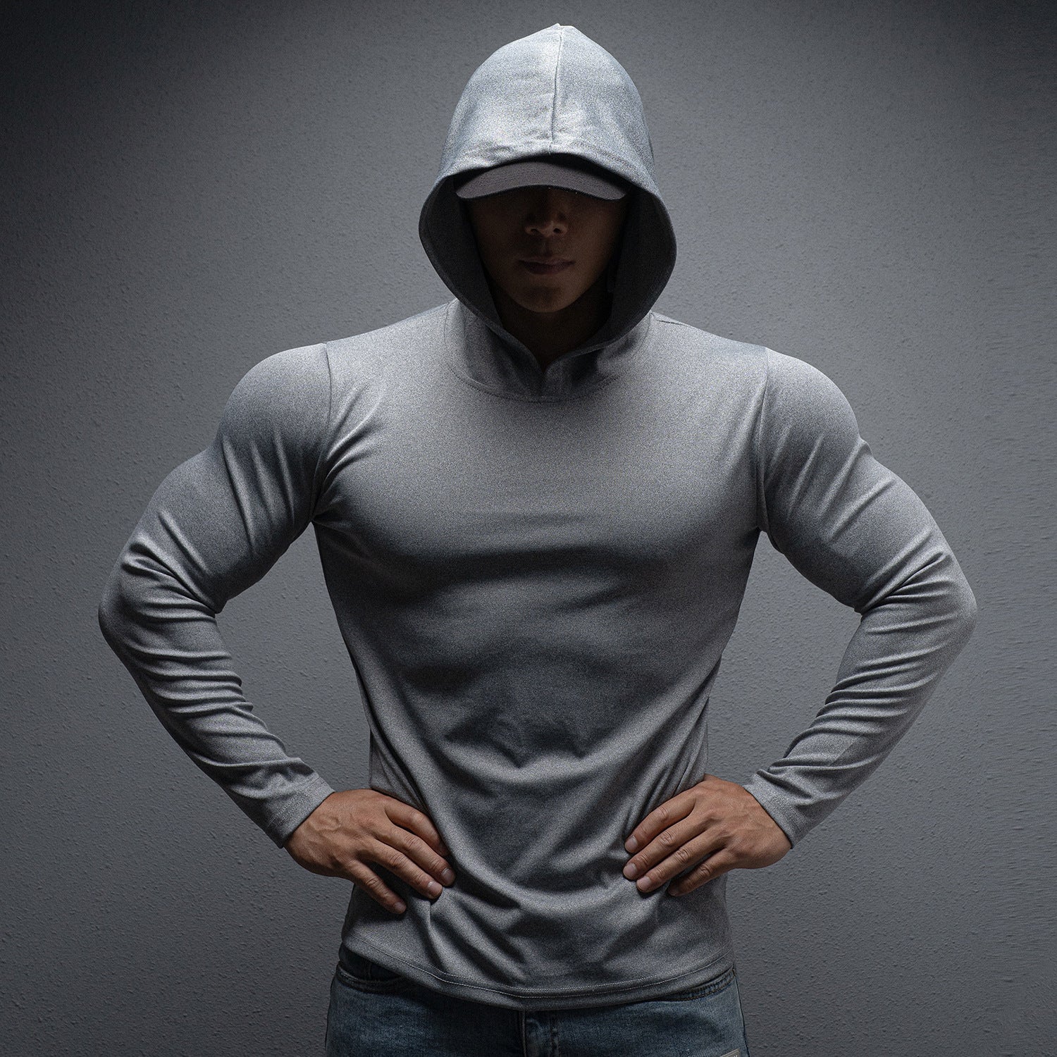 Spring and Autumn New Men's Sport Casual Running Workout Gym Training Solid Color Lightweight Hooded Long Sleeve Sweatshirt