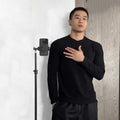Fashionable High-Elasticity Fitness Long Sleeve T-Shirt, Round Neck Versatile Slim Fit Knitted Men's Workout Base Layer