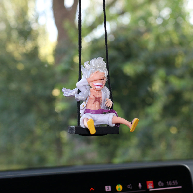 One Piece Car Rearview Mirror Pendant, Nika Luffy Ornament, Sunny Ship Car Hanging Decoration, Vehicle Interior Figurine