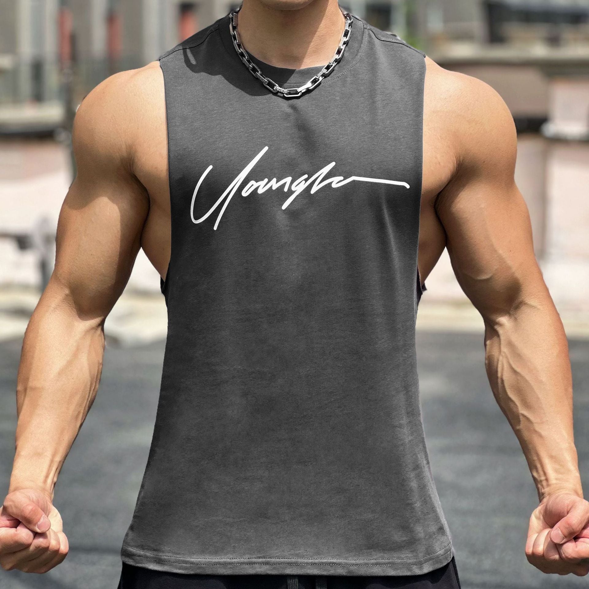 Self-made Summer New Fitness Sport Sleeveless T-Shirt, Korean Style Loose Breathable Training Vest, Basketball Jersey for Men