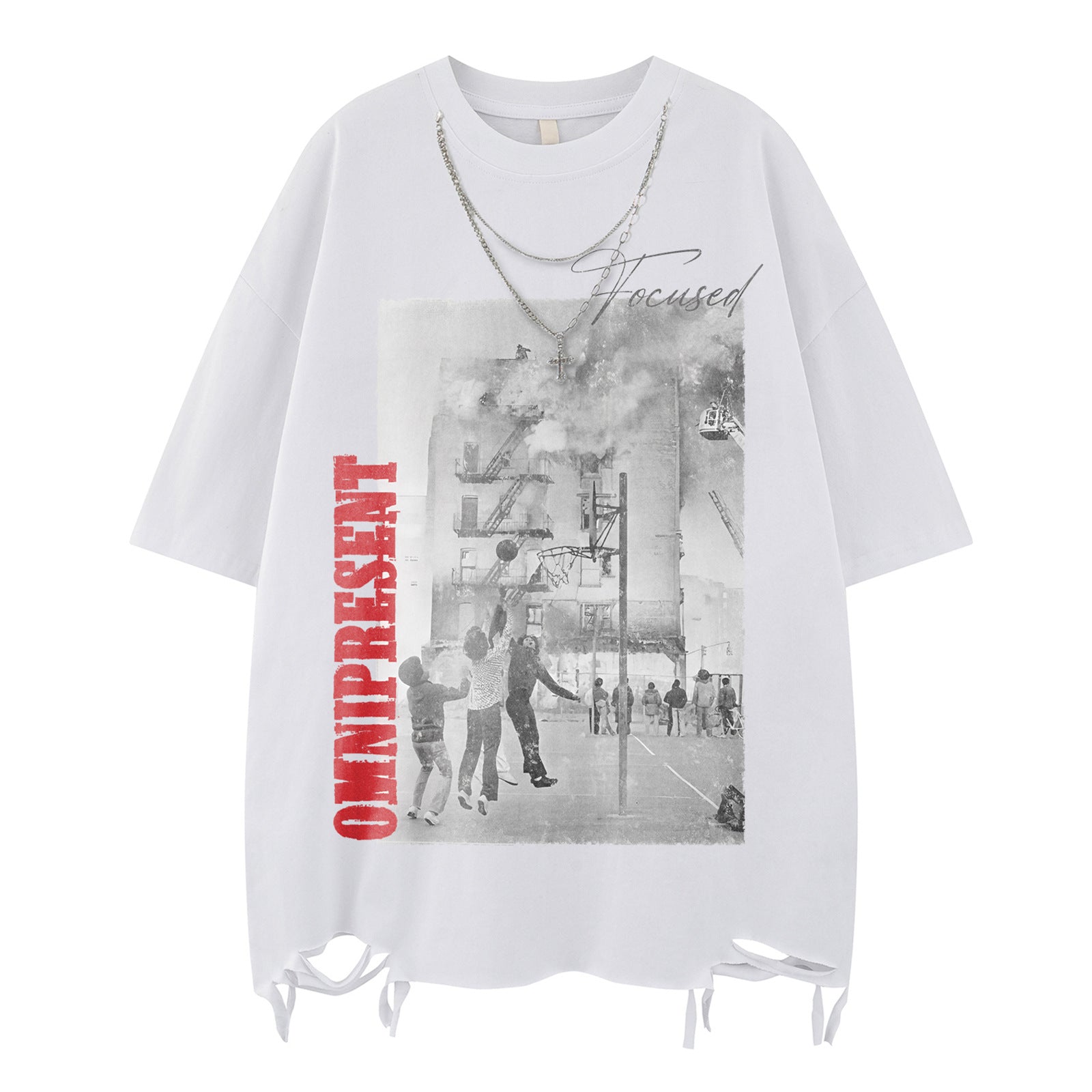 Basketball Boy  Decorated Design Short Sleeve T-Shirt Men's Street Loose Casual Top