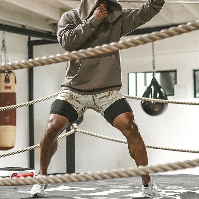 Men's 2-in-1 Camo Running Shorts | Quick Dry Gym Shorts