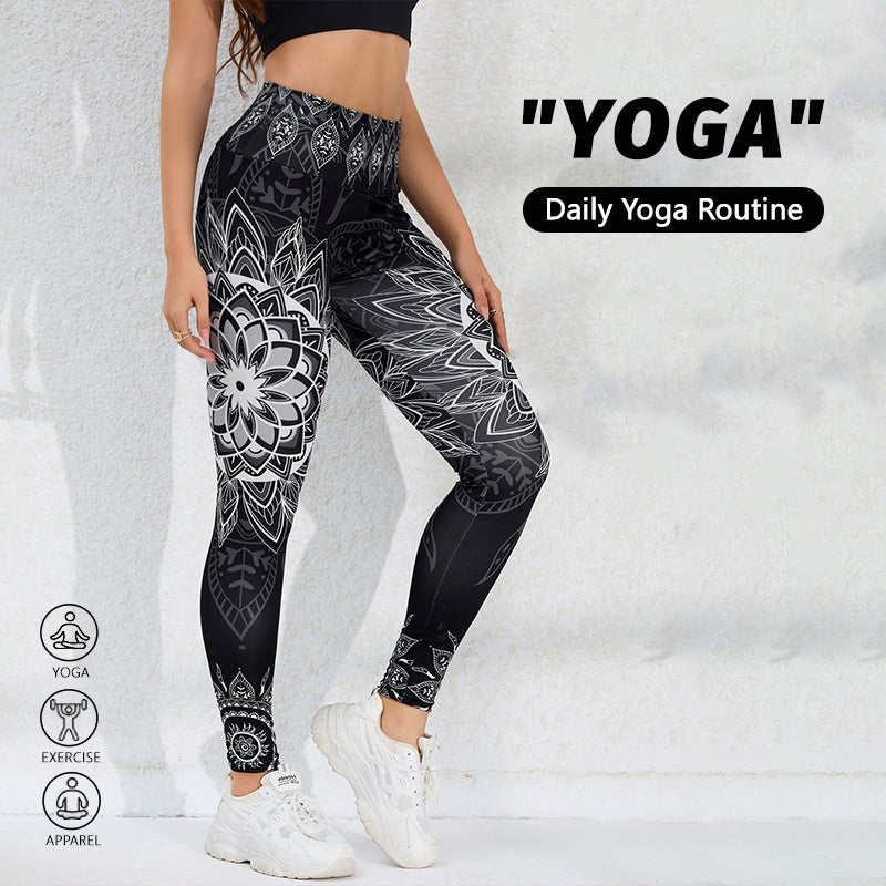 Watercolor Print Yoga Pants for Women, High-Waisted, Tummy-Control, Butt-Lifting, Quick-Dry, Ankle-Length Fitness Workout Leggings