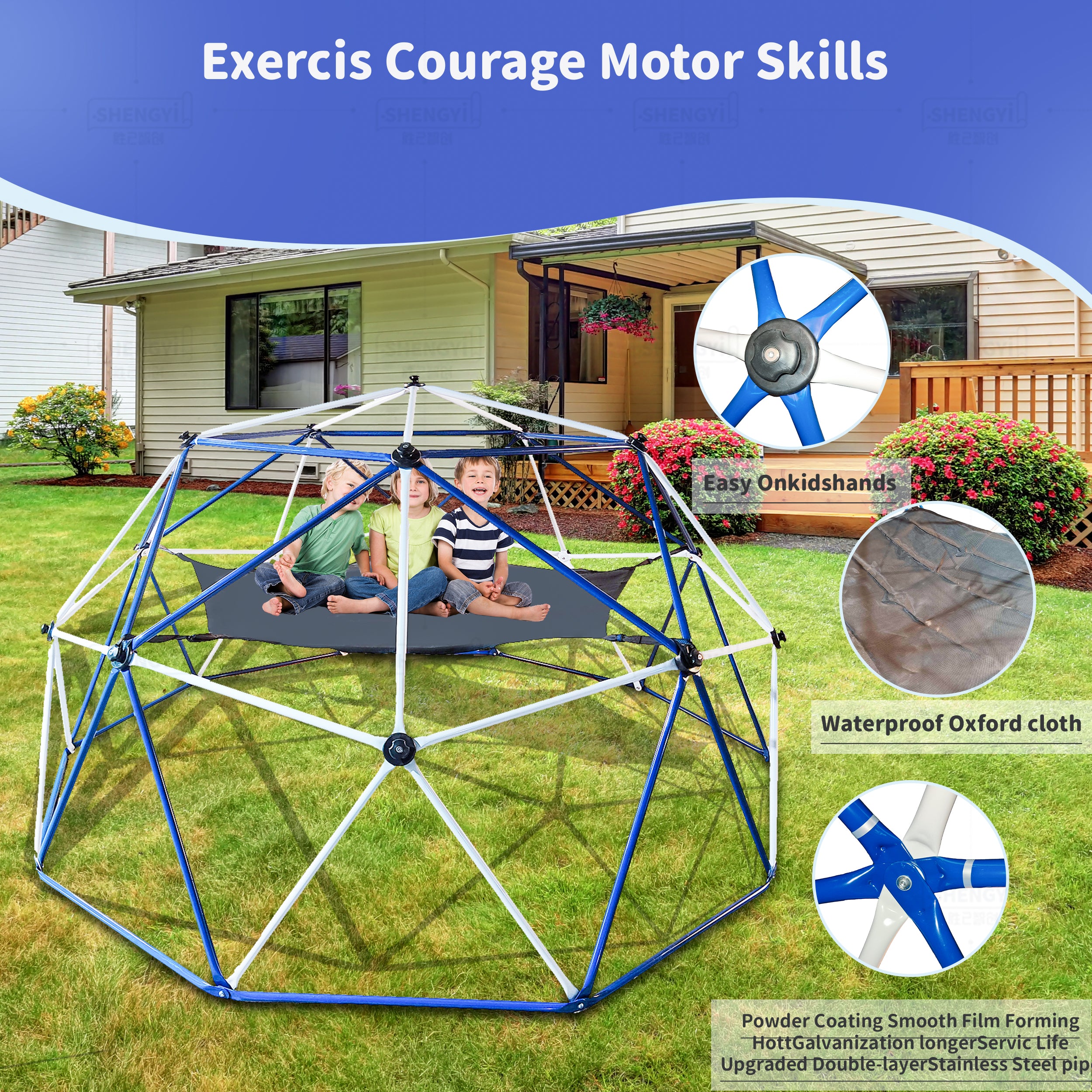 10FT Kids Climbing Dome with Hammock | Outdoor Jungle Gym