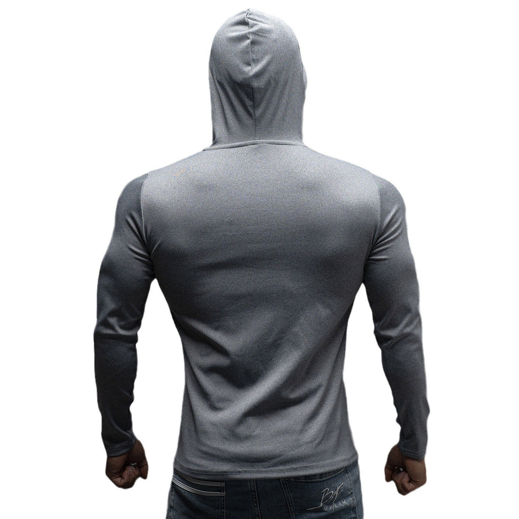 Spring and Autumn New Men's Sport Casual Running Workout Gym Training Solid Color Lightweight Hooded Long Sleeve Sweatshirt