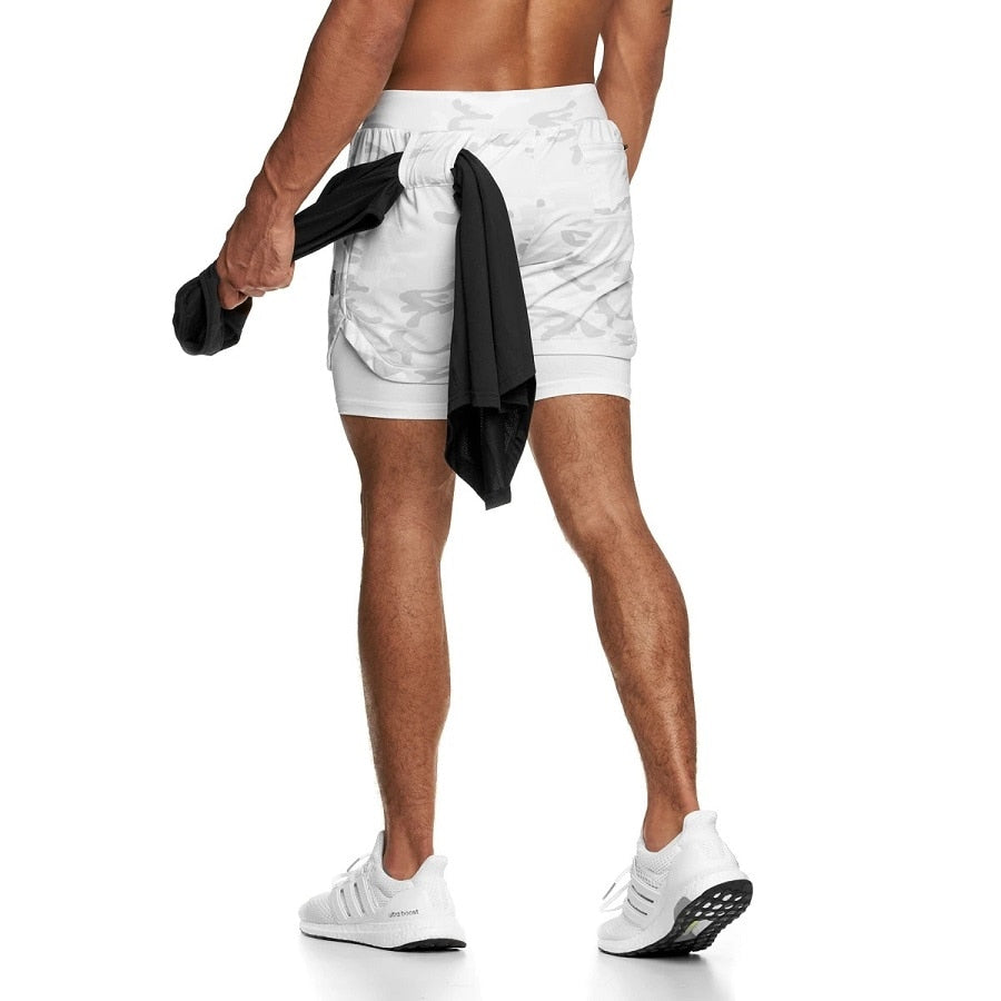 Men's 2-in-1 Camo Running Shorts | Quick Dry Gym Shorts