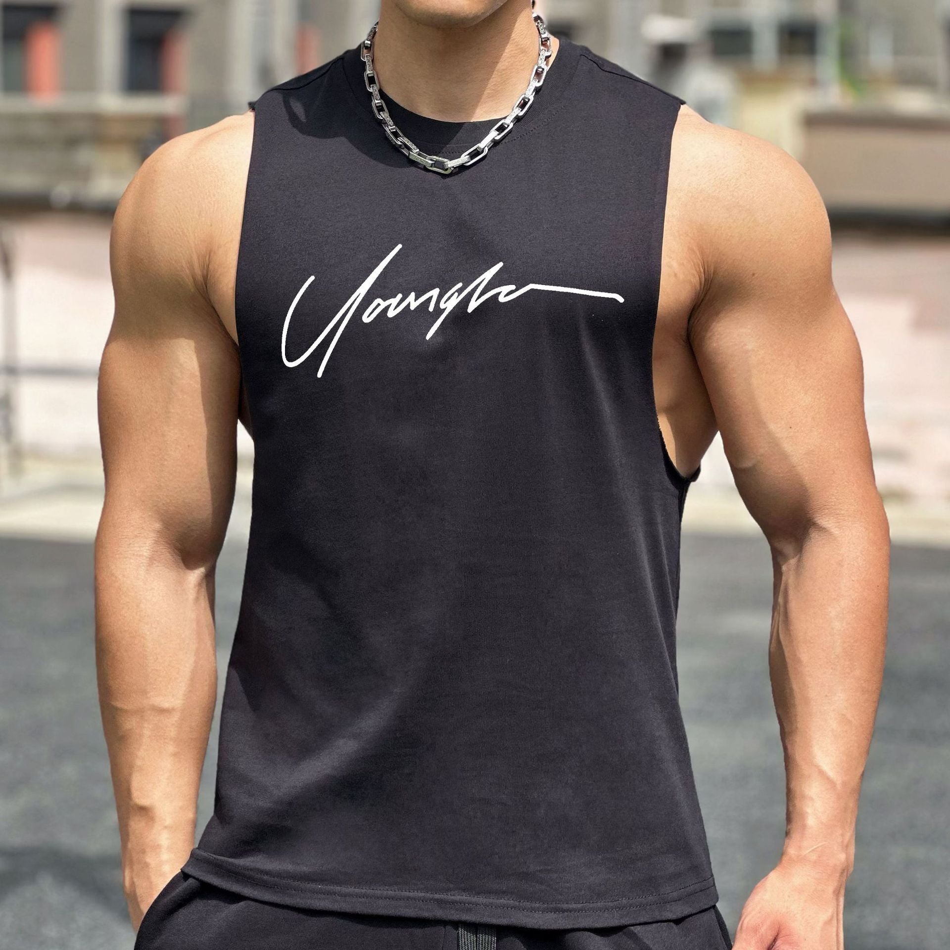 Self-made Summer New Fitness Sport Sleeveless T-Shirt, Korean Style Loose Breathable Training Vest, Basketball Jersey for Men