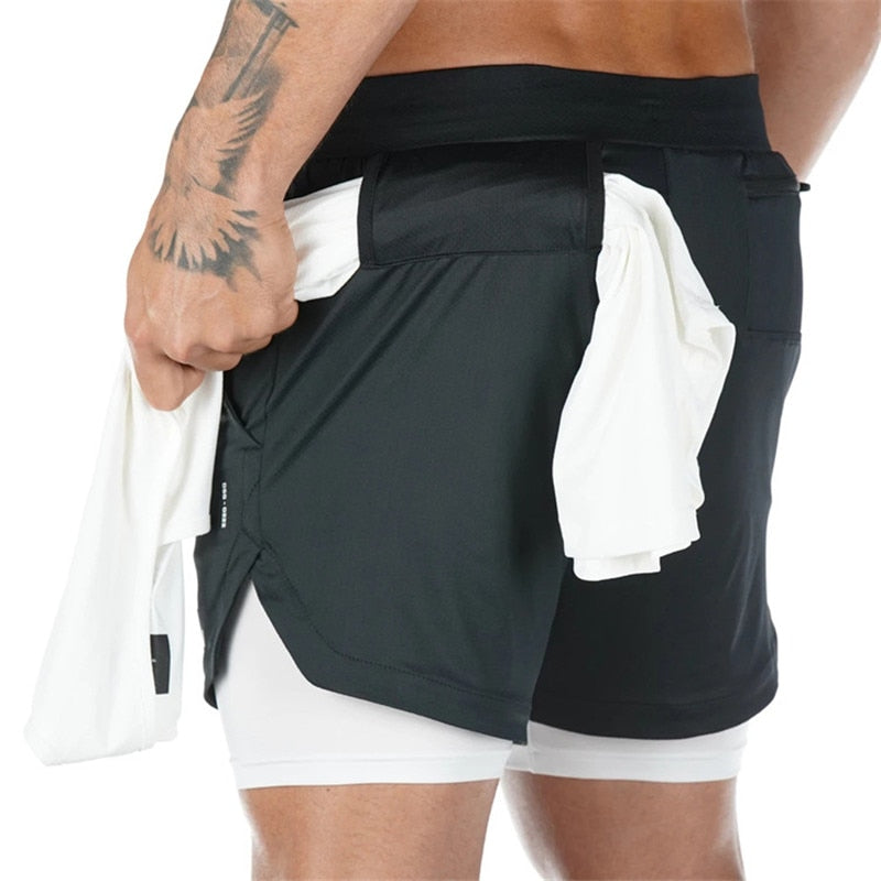 Men's 2-in-1 Camo Running Shorts | Quick Dry Gym Shorts