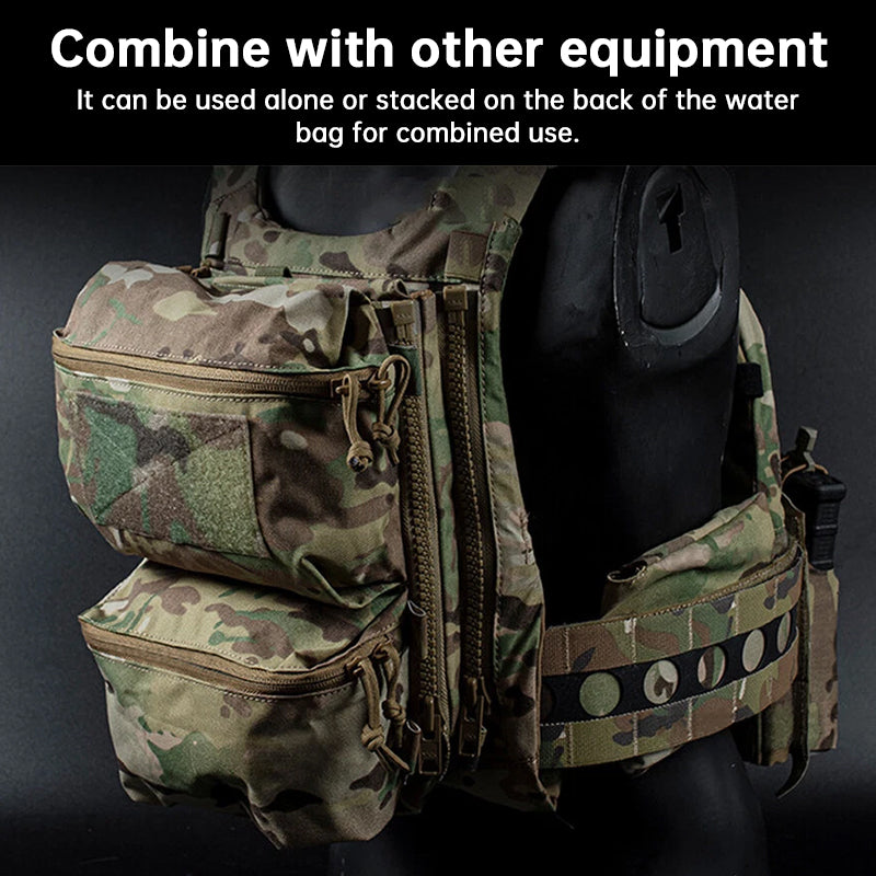 Tactical Back Panel Double General Purpose Pouch for FCPC V5 & Ferro Style Plate Carriers, Molle Utility Storage Bag