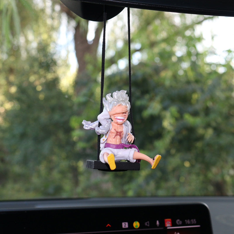 One Piece Car Rearview Mirror Pendant, Nika Luffy Ornament, Sunny Ship Car Hanging Decoration, Vehicle Interior Figurine