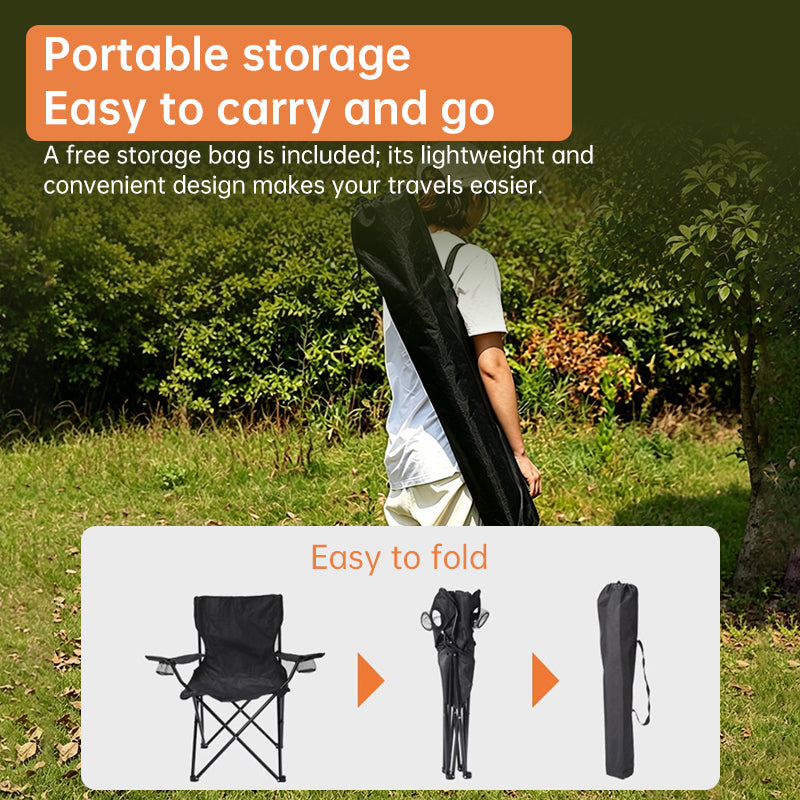 Portable Folding Camping Chair - 50x50x80cm Fishing Seat, Lightweight & Sturdy, Holds Up to 130kg, Easy to Carry