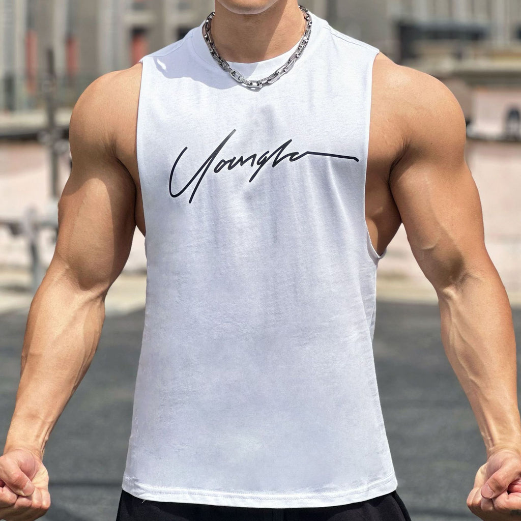 Self-made Summer New Fitness Sport Sleeveless T-Shirt, Korean Style Loose Breathable Training Vest, Basketball Jersey for Men