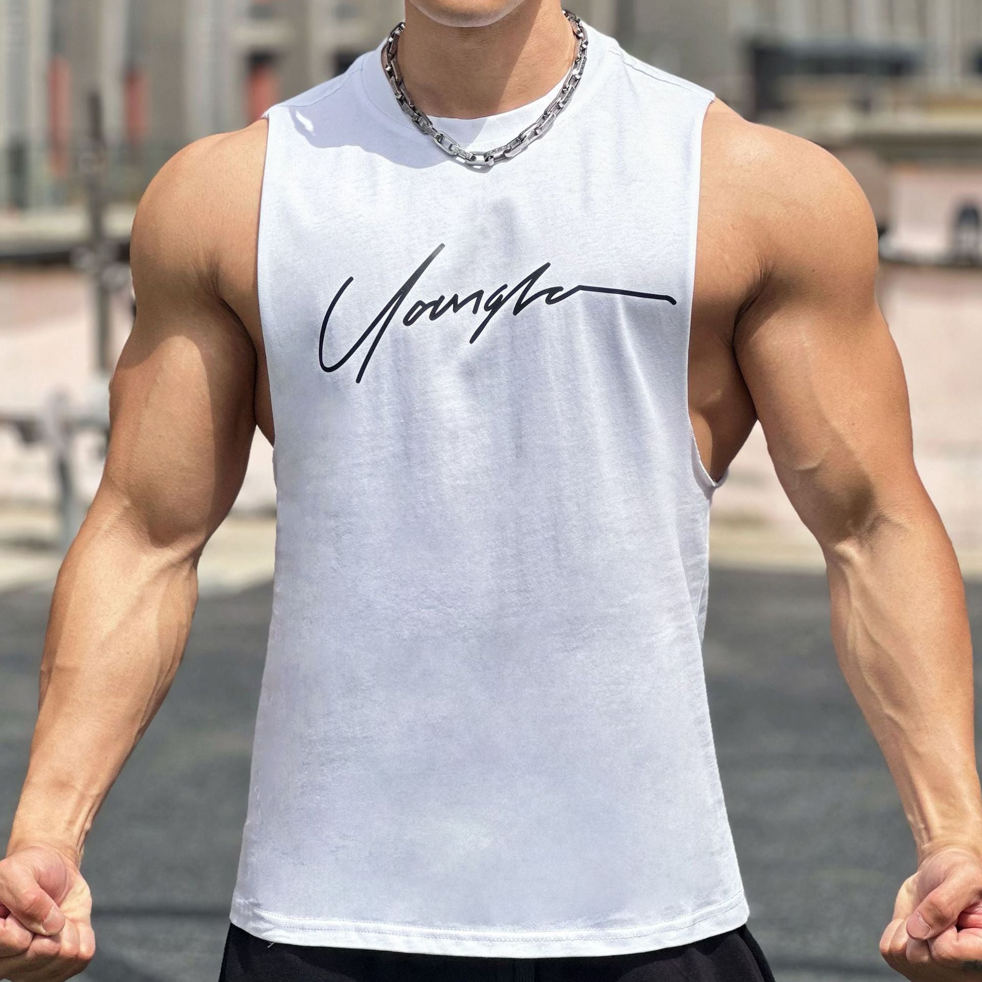 Self-made Summer New Fitness Sport Sleeveless T-Shirt, Korean Style Loose Breathable Training Vest, Basketball Jersey for Men