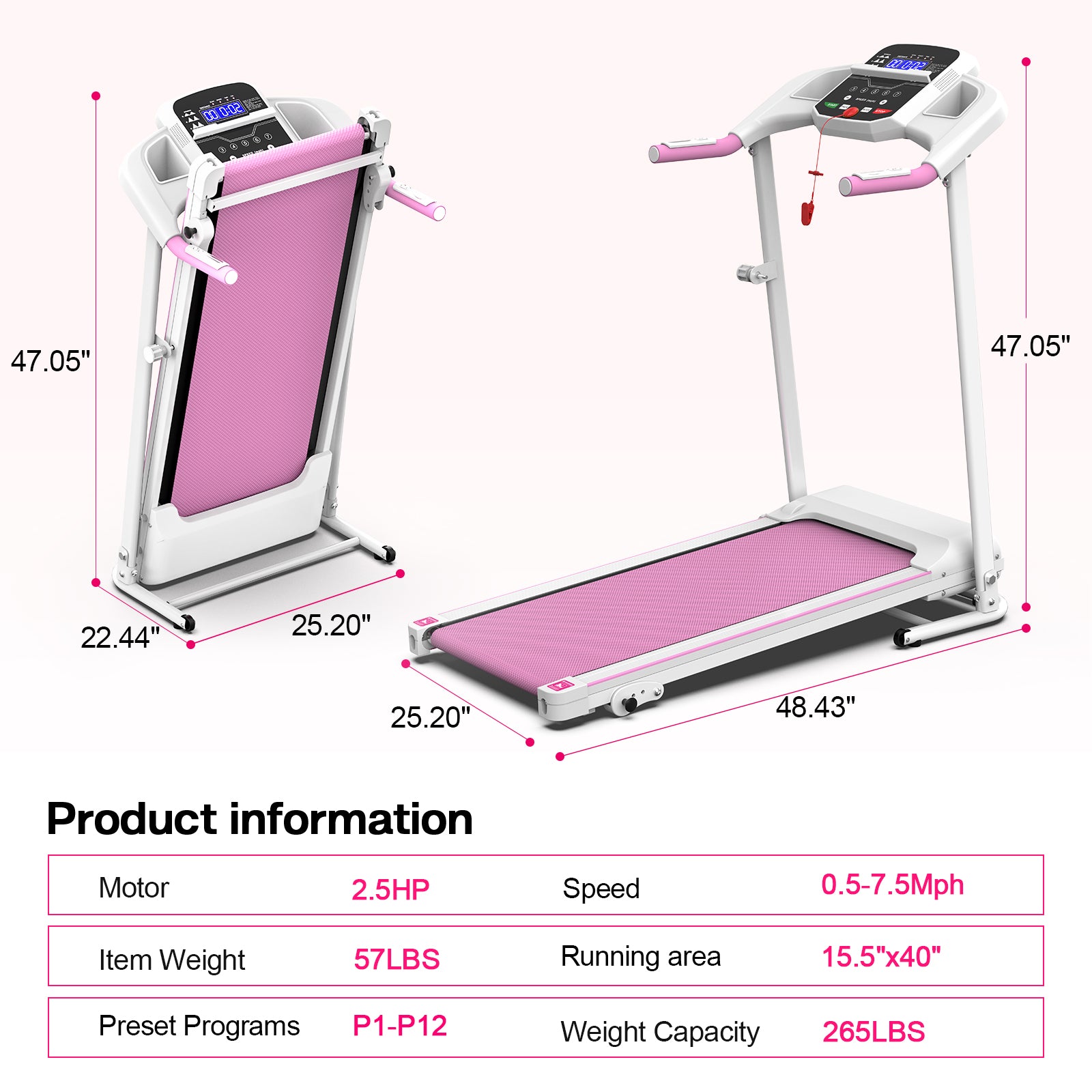 Foldable Treadmill 2.5HP — Home Gym Running & Walking Machine