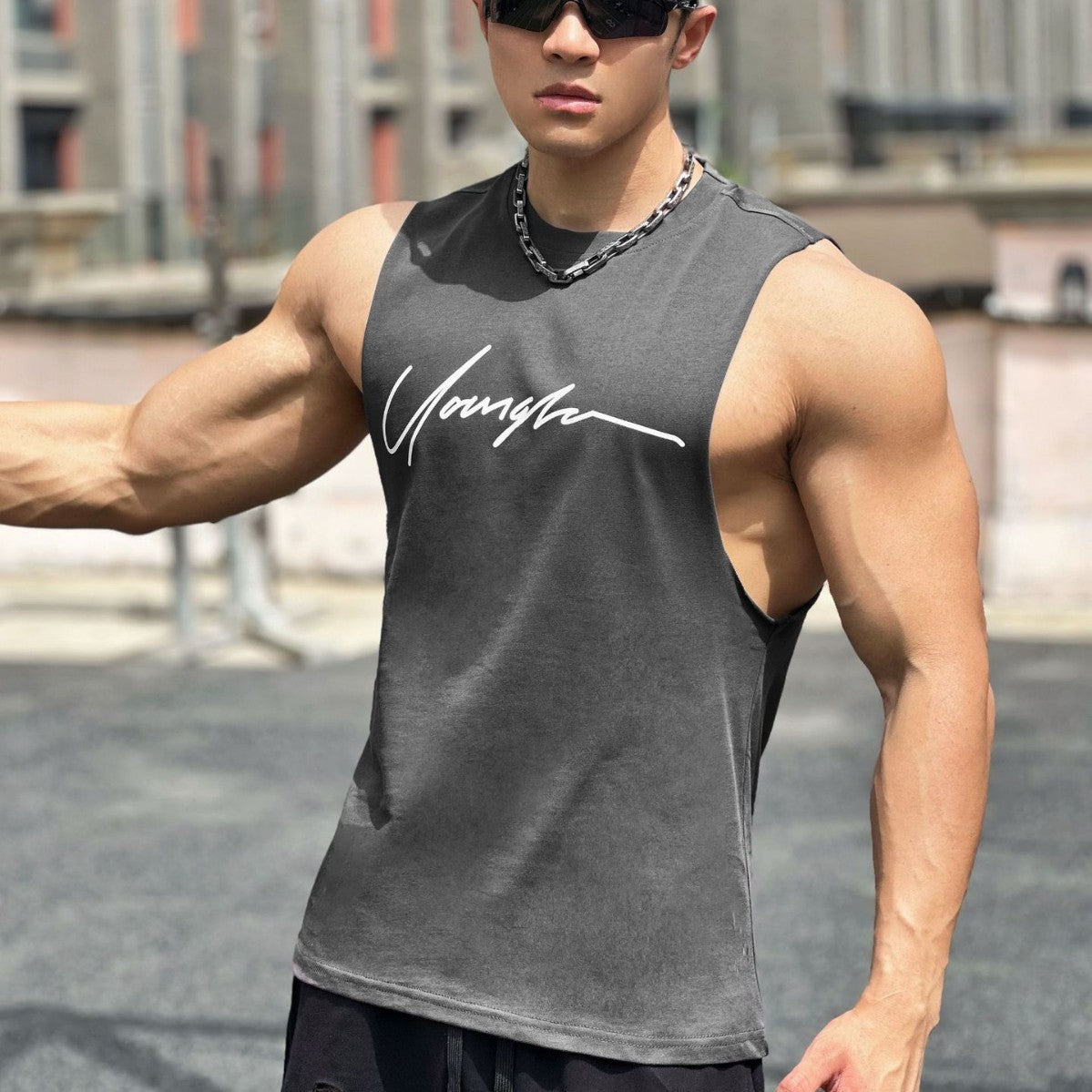 Self-made Summer New Fitness Sport Sleeveless T-Shirt, Korean Style Loose Breathable Training Vest, Basketball Jersey for Men