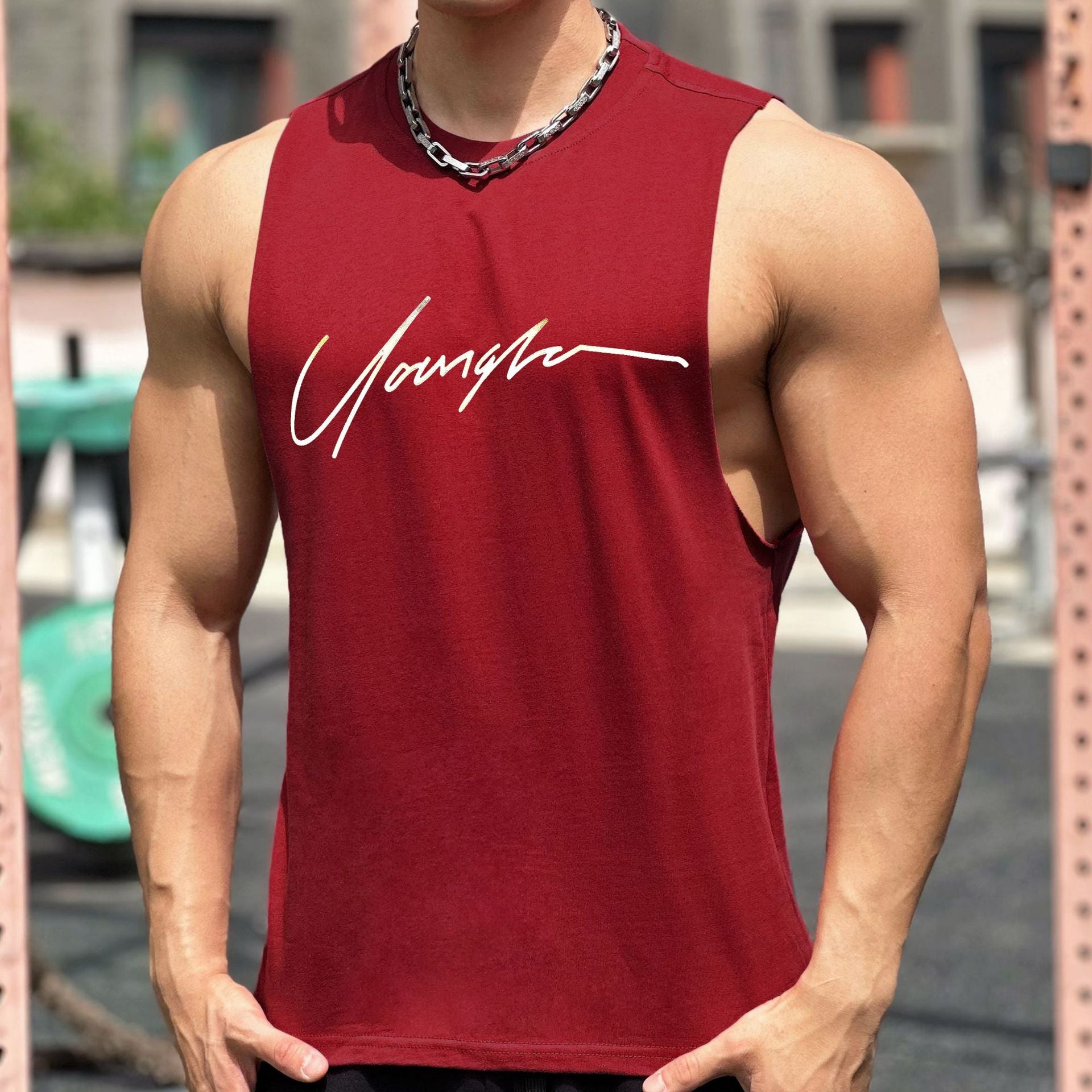 Self-made Summer New Fitness Sport Sleeveless T-Shirt, Korean Style Loose Breathable Training Vest, Basketball Jersey for Men