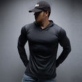 Spring and Autumn New Men's Sport Casual Running Workout Gym Training Solid Color Lightweight Hooded Long Sleeve Sweatshirt