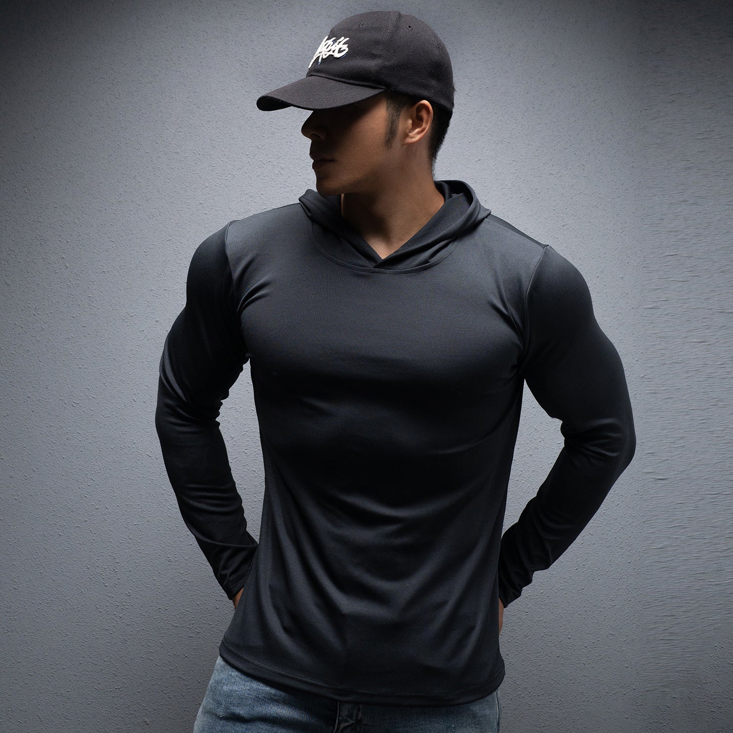 Spring and Autumn New Men's Sport Casual Running Workout Gym Training Solid Color Lightweight Hooded Long Sleeve Sweatshirt