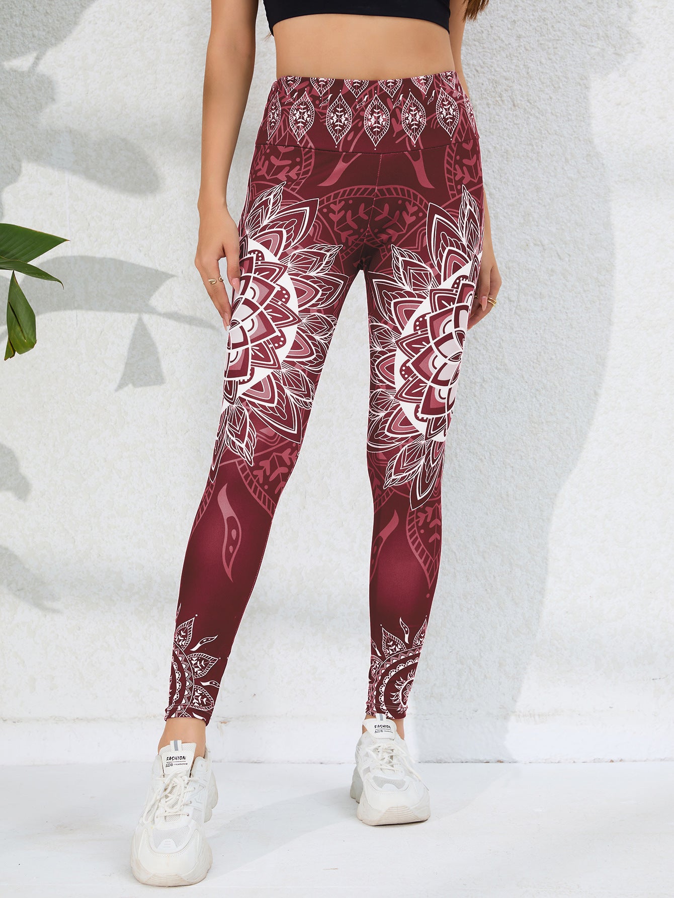 Watercolor Print Yoga Pants for Women, High-Waisted, Tummy-Control, Butt-Lifting, Quick-Dry, Ankle-Length Fitness Workout Leggings