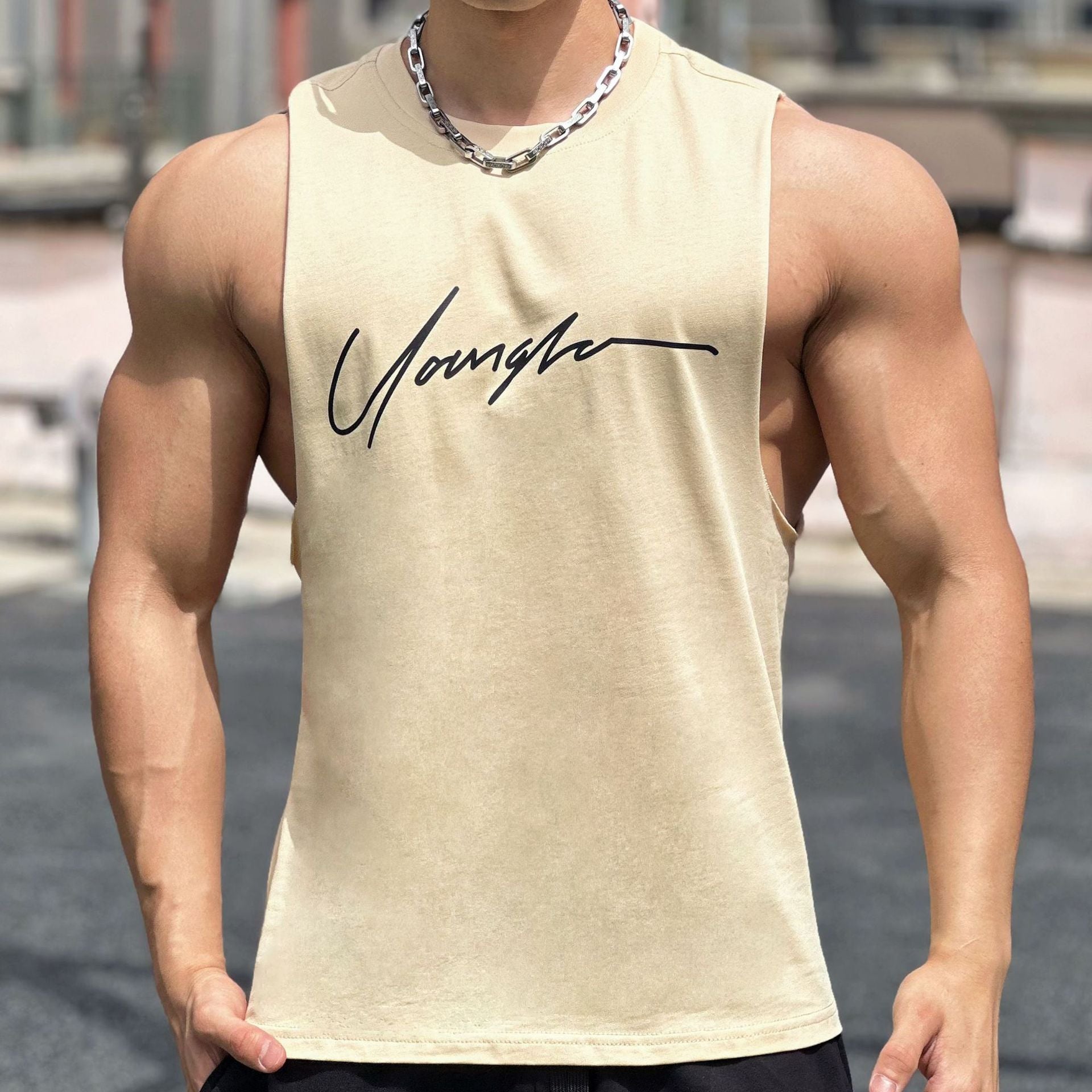 Self-made Summer New Fitness Sport Sleeveless T-Shirt, Korean Style Loose Breathable Training Vest, Basketball Jersey for Men