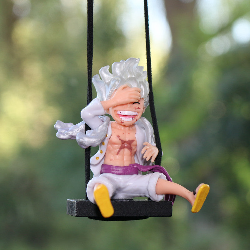 One Piece Car Rearview Mirror Pendant, Nika Luffy Ornament, Sunny Ship Car Hanging Decoration, Vehicle Interior Figurine